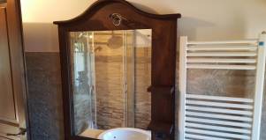 Mobile bagno in legno rustico cuoio contemporaneo
